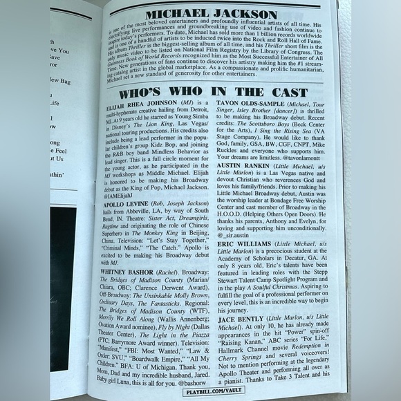 MJ Musical Broadway Playbill Neil Simon Theatre July 2024 Elijah Rhea Johnson - Picture 7 of 9